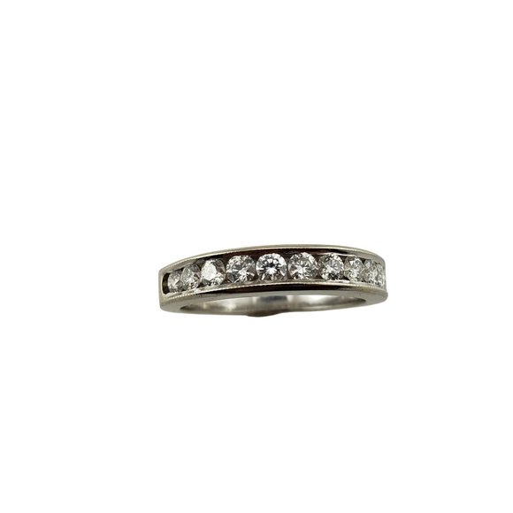 14 Karat White Gold Diamond Wedding Band Ring Size 6 #10076 - Picture 1 of 9